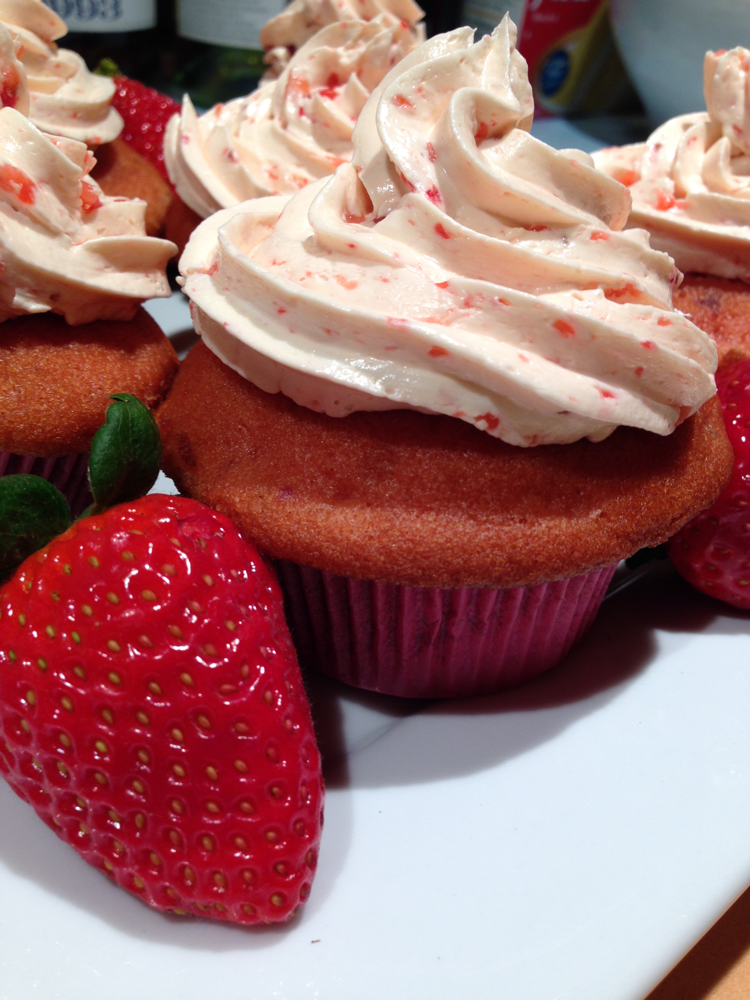 Strawberry Cupcake Recipe with Buttercream Meringue Frosting - Sweetie ...