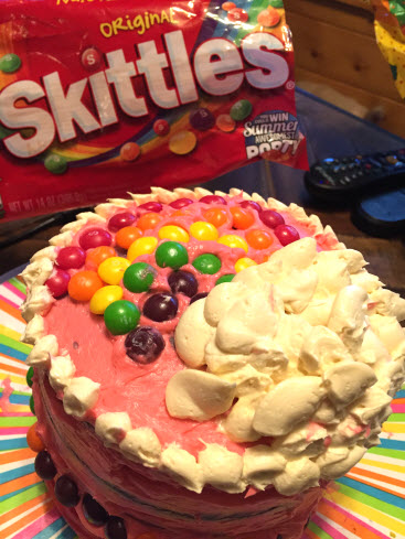 Rainbow Skittles Cake Recipe - Sweetie Pie and Cupcakes